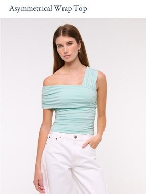 Asymmetrical One-Shoulder Wrap Top - Mint